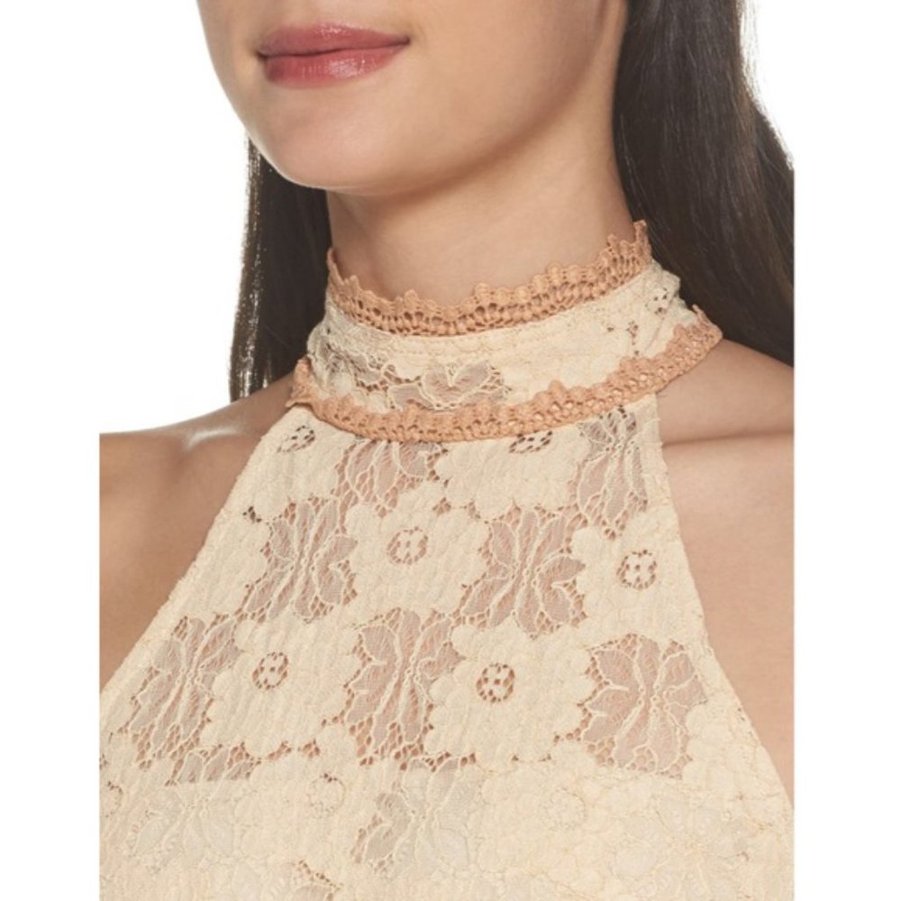 Foxiedox Amelia Halter Mock Neck Lace Midi Dress - Picture 3 of 3